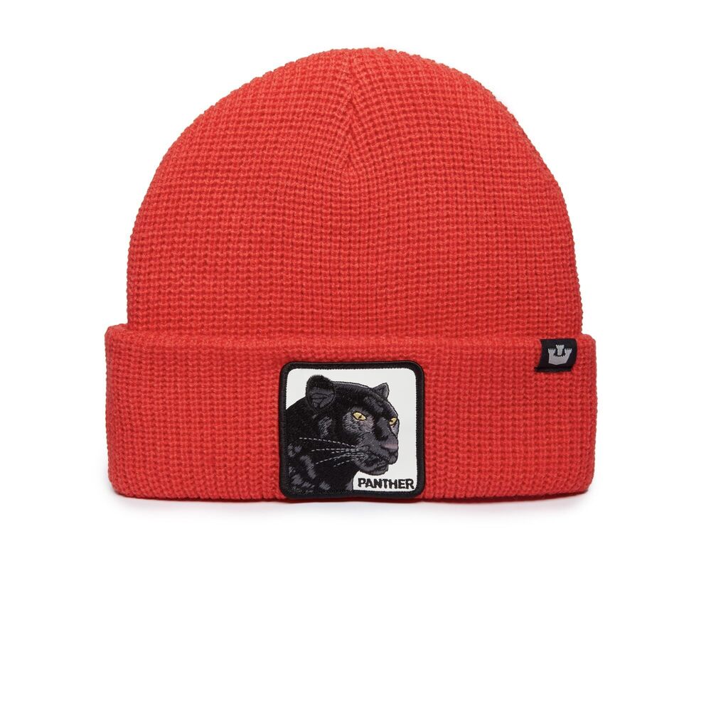 6069 The Farm Unisex Acrylic Cuffed Beanie, Red Panther Vision, One Size